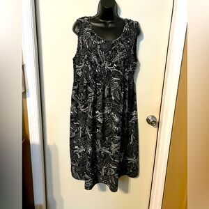 Croft & Barrow Sleeveless Black Paisley Sundress W/ Gathered Smocking Top XXL